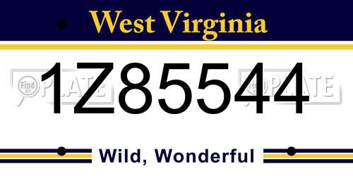 1Z85544 West Virginia License Plate