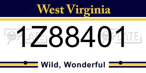 1Z88401 West Virginia License Plate