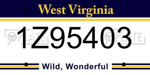 1Z95403 West Virginia License Plate