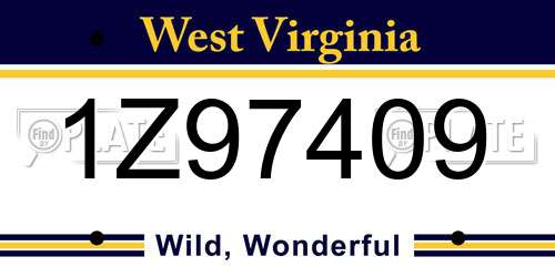 1Z97409 West Virginia License Plate
