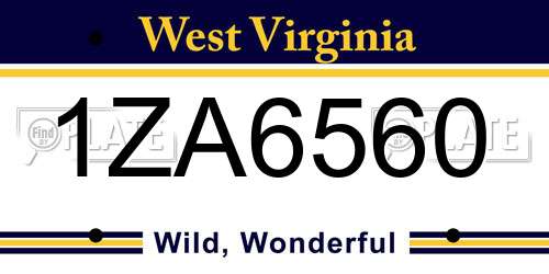 1ZA6560 West Virginia License Plate