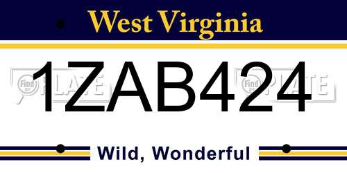 1ZAB424 West Virginia License Plate