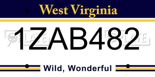 1ZAB482 West Virginia License Plate