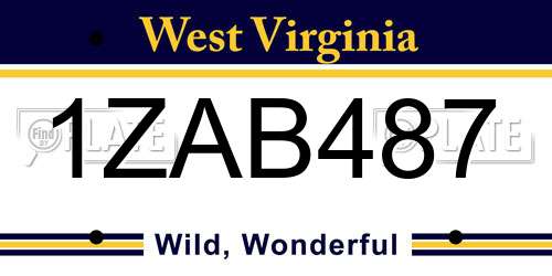 1ZAB487 West Virginia License Plate