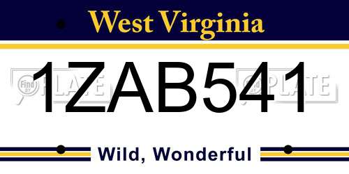 1ZAB541 West Virginia License Plate