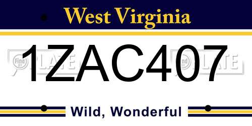 1ZAC407 West Virginia License Plate