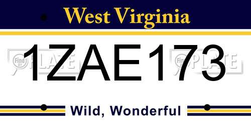 1ZAE173 West Virginia License Plate