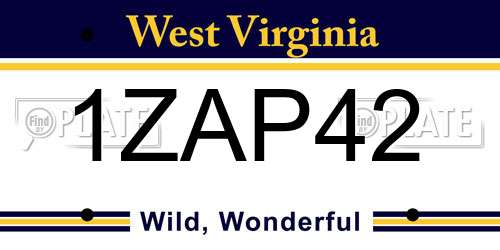 1ZAP42 West Virginia License Plate