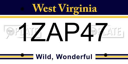 1ZAP47 West Virginia License Plate