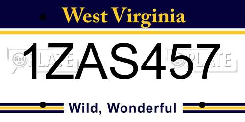 1ZAS457 West Virginia License Plate