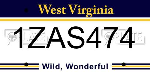 1ZAS474 West Virginia License Plate