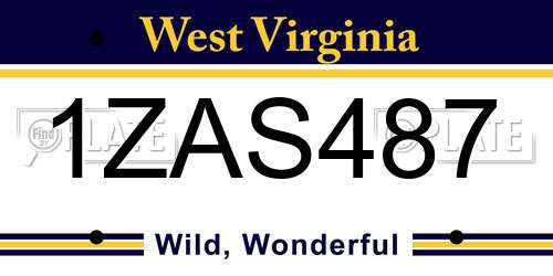 1ZAS487 West Virginia License Plate