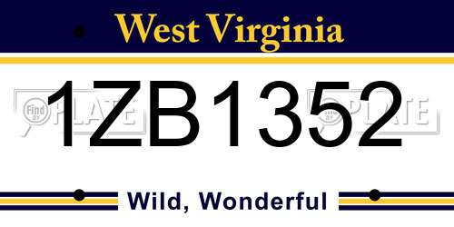 1ZB1352 West Virginia License Plate