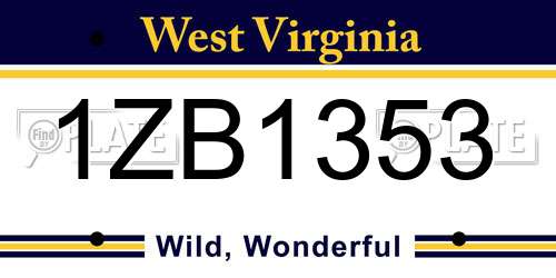 1ZB1353 West Virginia License Plate
