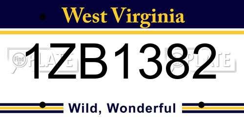 1ZB1382 West Virginia License Plate