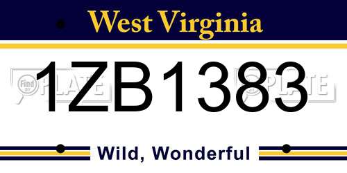 1ZB1383 West Virginia License Plate