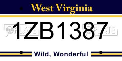 1ZB1387 West Virginia License Plate