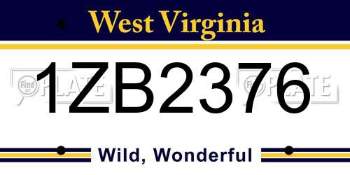 1ZB2376 West Virginia License Plate