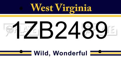 1ZB2489 West Virginia License Plate