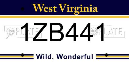 1ZB441 West Virginia License Plate