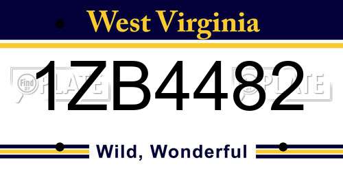 1ZB4482 West Virginia License Plate