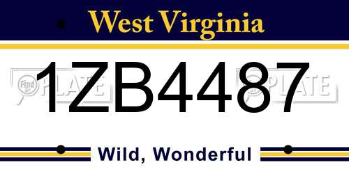 1ZB4487 West Virginia License Plate