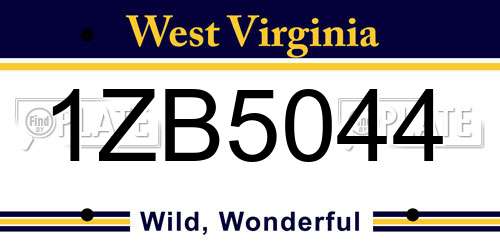 1ZB5044 West Virginia License Plate