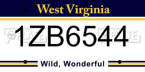 1ZB6544 West Virginia License Plate