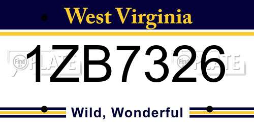 1ZB7326 West Virginia License Plate