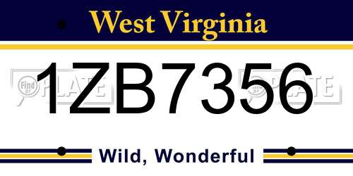 1ZB7356 West Virginia License Plate