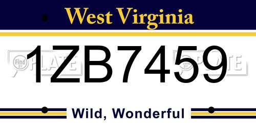 1ZB7459 West Virginia License Plate