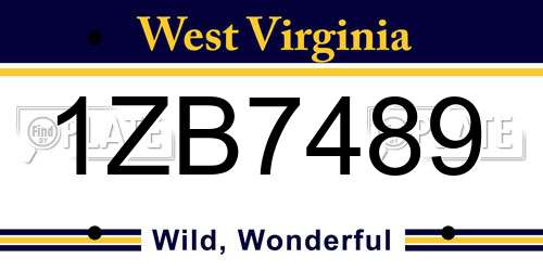 1ZB7489 West Virginia License Plate