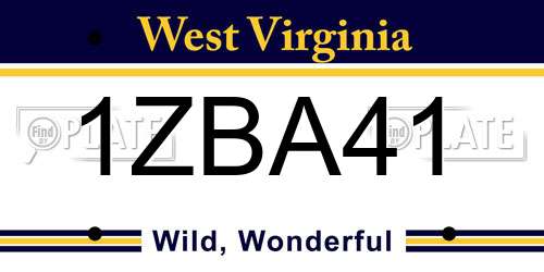 1ZBA41 West Virginia License Plate
