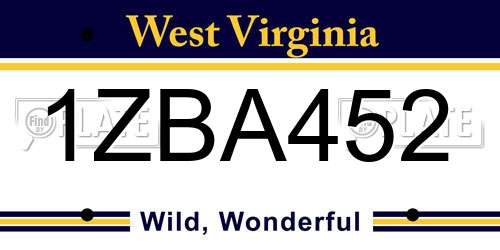 1ZBA452 West Virginia License Plate