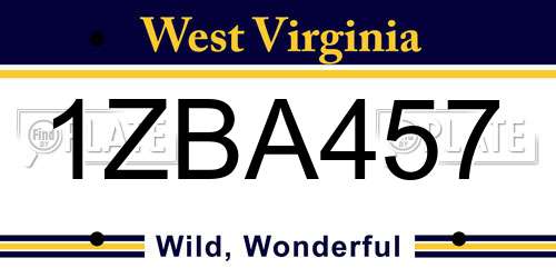 1ZBA457 West Virginia License Plate