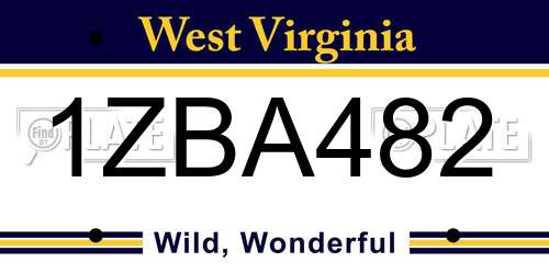 1ZBA482 West Virginia License Plate