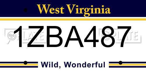 1ZBA487 West Virginia License Plate