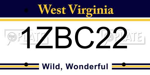 1ZBC22 West Virginia License Plate