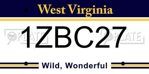 1ZBC27 West Virginia License Plate