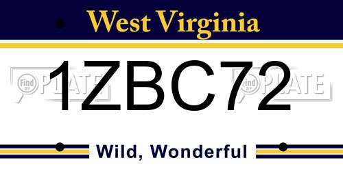 1ZBC72 West Virginia License Plate