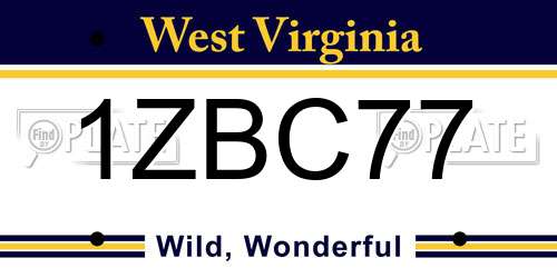 1ZBC77 West Virginia License Plate