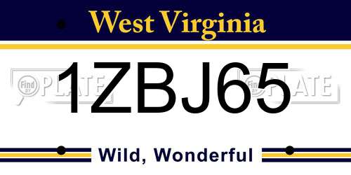 1ZBJ65 West Virginia License Plate