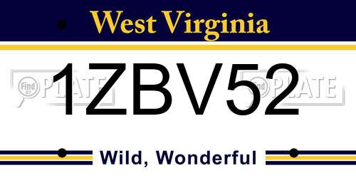 1ZBV52 West Virginia License Plate