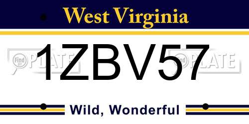 1ZBV57 West Virginia License Plate