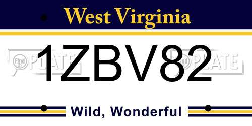 1ZBV82 West Virginia License Plate