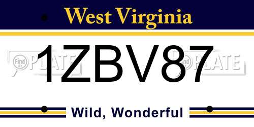 1ZBV87 West Virginia License Plate