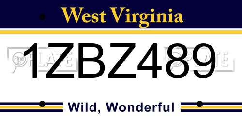 1ZBZ489 West Virginia License Plate