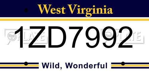 1ZD7992 West Virginia License Plate