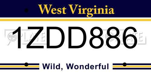 1ZDD886 West Virginia License Plate