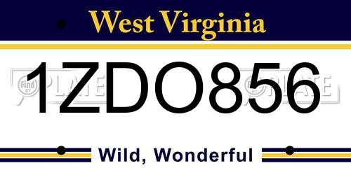1ZDO856 West Virginia License Plate